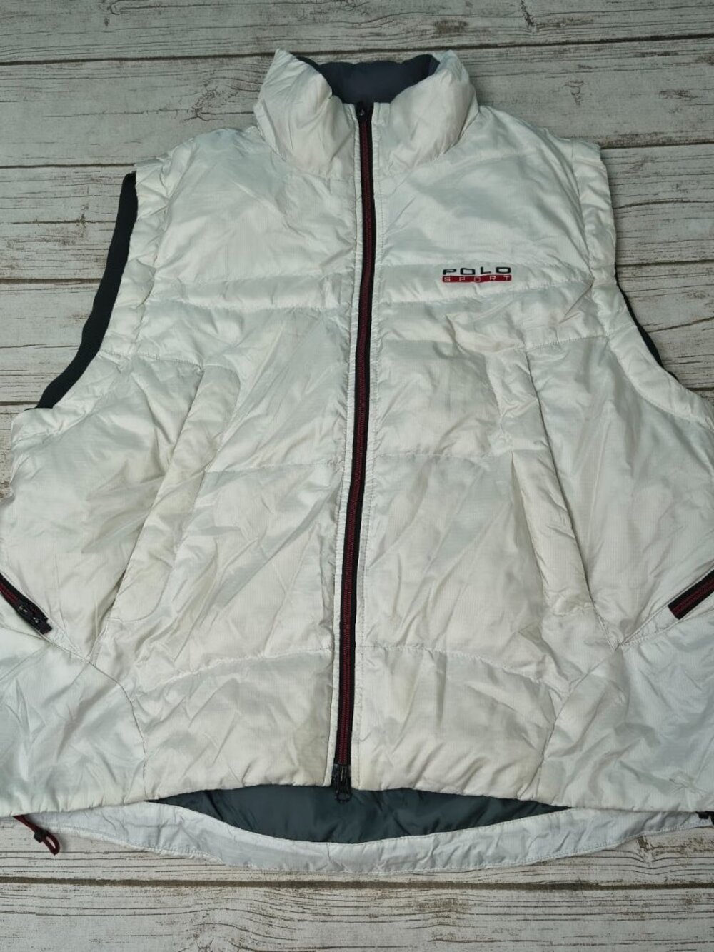 Vintage Polo Sport Ralph Lauren Down Puffer Vest Off White Mens XL